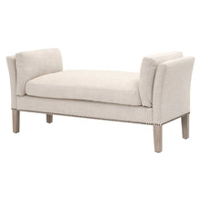 Beige Upholstered Bench, Solid Wood Legs, Stain-Resistant Fabric