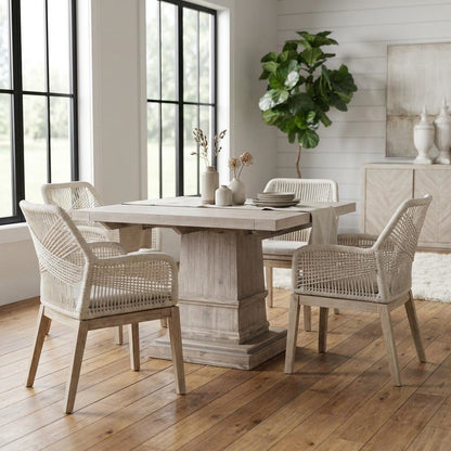 Solid Acacia Dining Table with Extension Leaf and Natural Gray Finish