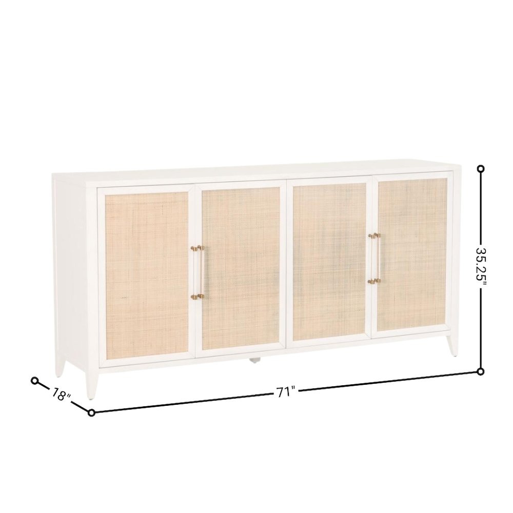 White Buffet Cabinet with Storage – Rattan Sideboard Cabinet for Bar Use