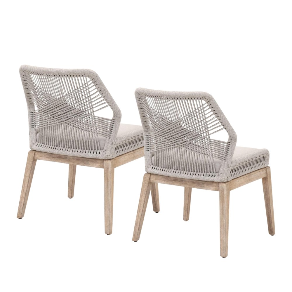 Gray Woven Chair Set – Accent Chairs Set of 2 for Lounge or Living Room