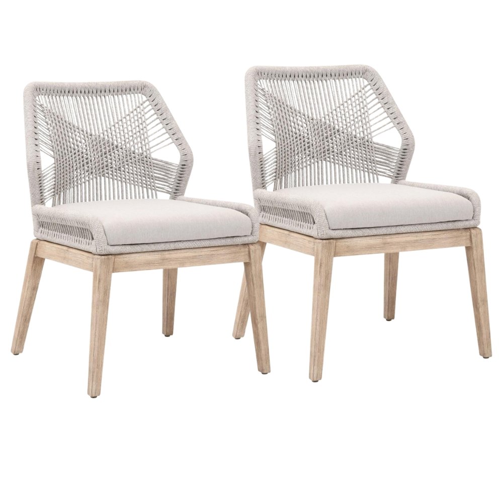 Gray Woven Chair Set – Accent Chairs Set of 2 for Lounge or Living Room