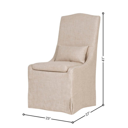 Beige Upholstered Dining Chair Set of 2 – Linen Dining Room Chairs, Armless
