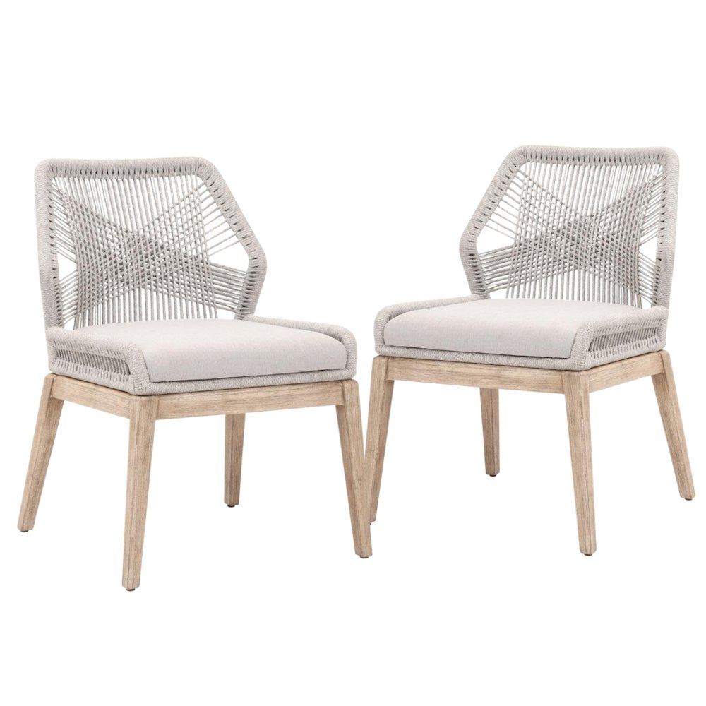 Gray Woven Chair Set – Accent Chairs Set of 2 for Lounge or Living Room
