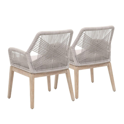Gray Woven Armchair Set – Accent Chairs Set of 2 for Living Room Seating