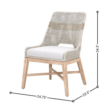 Gray Woven Chair Pair with Mahogany Frame, Accent Chairs Set of 2 Indoor