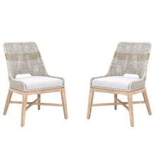Gray Woven Chair Pair with Mahogany Frame, Accent Chairs Set of 2 Indoor