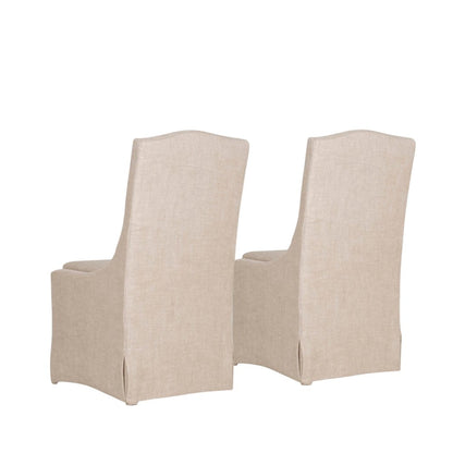 Beige Upholstered Dining Chair Set of 2 – Linen Dining Room Chairs, Armless