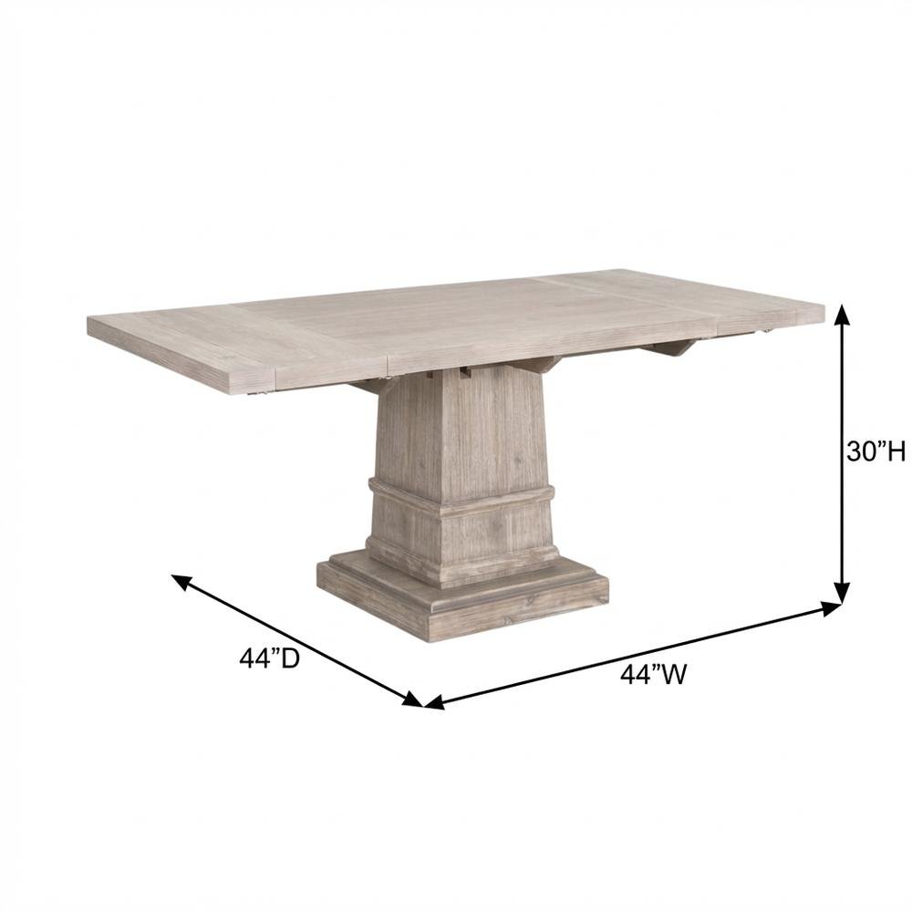 Solid Acacia Dining Table with Extension Leaf and Natural Gray Finish