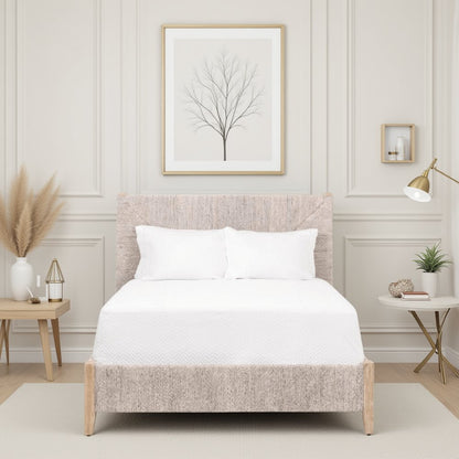 Gray King Size Bed Frame – Wood Platform Bed with Modern Design Finish
