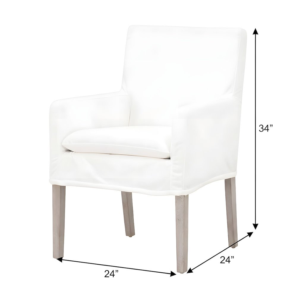 Upholstered Slipcover Arm Chair with Solid Oak Frame, Natural Gray Oak