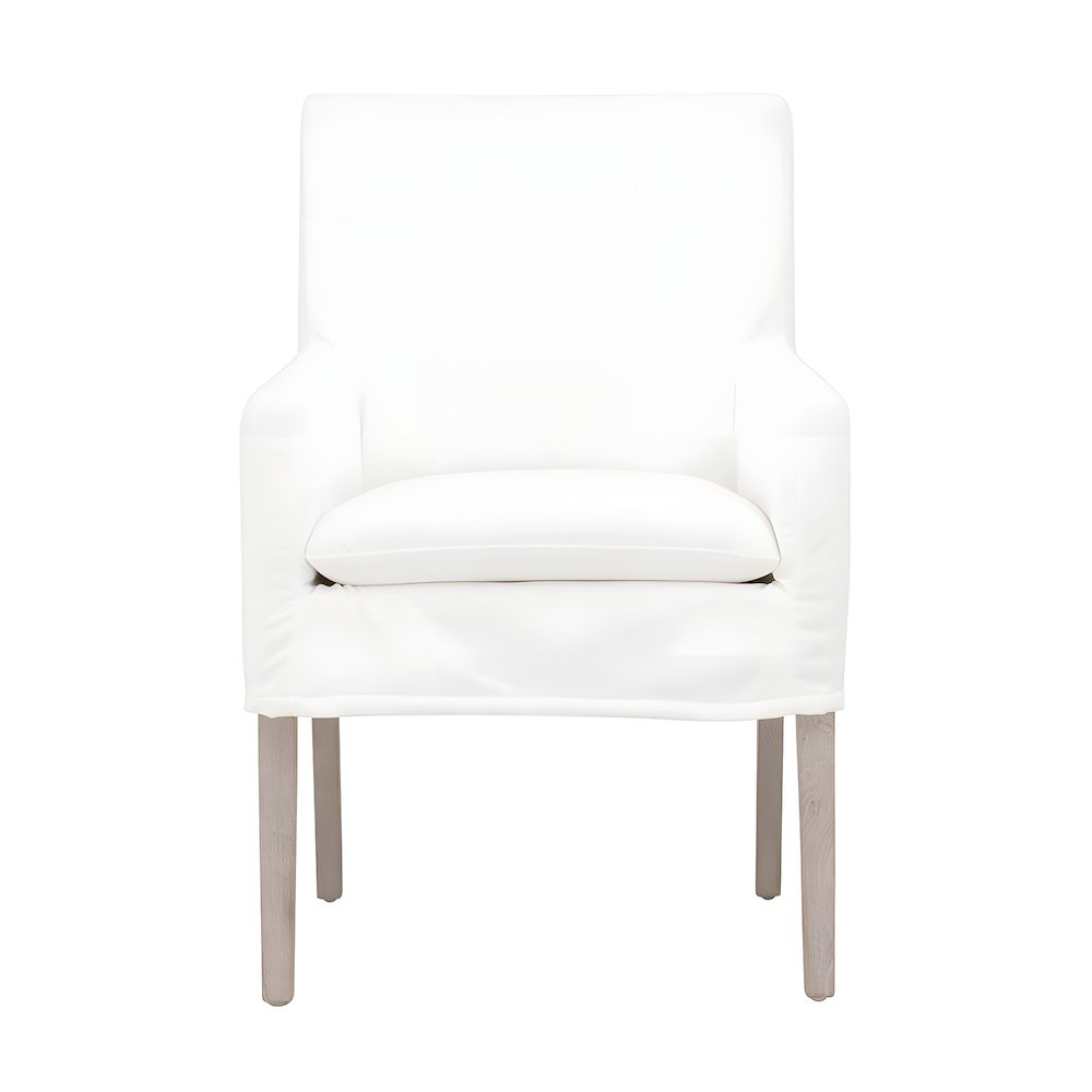 Upholstered Slipcover Arm Chair with Solid Oak Frame, Natural Gray Oak