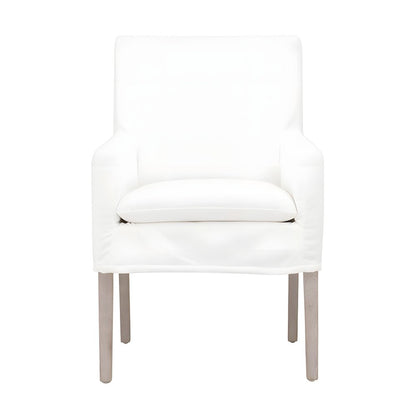 Upholstered Slipcover Arm Chair with Solid Oak Frame, Natural Gray Oak