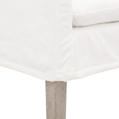 Upholstered Slipcover Arm Chair with Solid Oak Frame, Natural Gray Oak