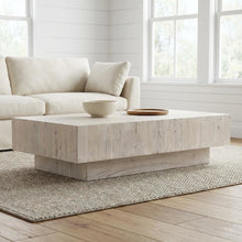 White Transitional Coffee Table Solid Reclaimed Pine Wood Durable Design