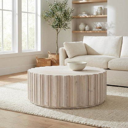 White Wash Pine Coffee Table Solid Reclaimed Pine Frame Durable Design