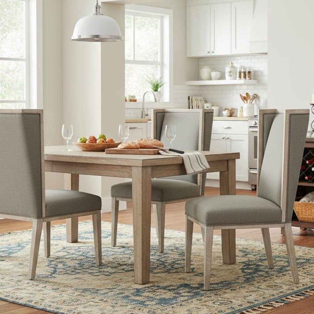 Gray Wing Dining Chair 2-Piece Set, Upholstered, Wood Frame