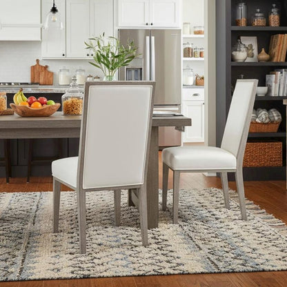 White Dining Chair 2-Piece Set, Upholstered, Rubberwood Frame