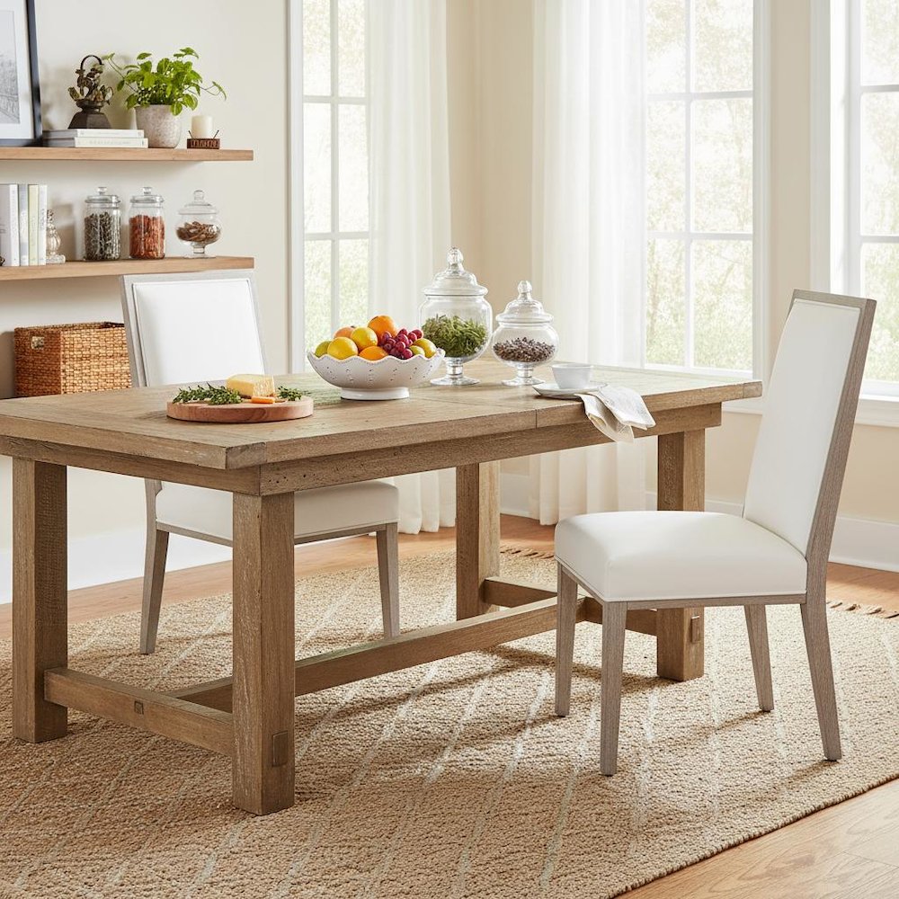 White Dining Chair 2-Piece Set, Upholstered, Rubberwood Frame