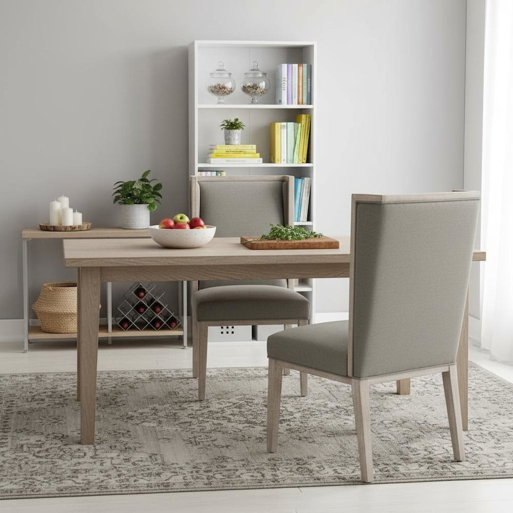 Gray Wing Dining Chair 2-Piece Set, Upholstered, Wood Frame