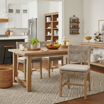 White Dining Chair 2-Piece Set, Solid Mahogany, Rope Design