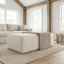White Upholstered Coffee Table with Dovetail Design and Mixed Wood Frame