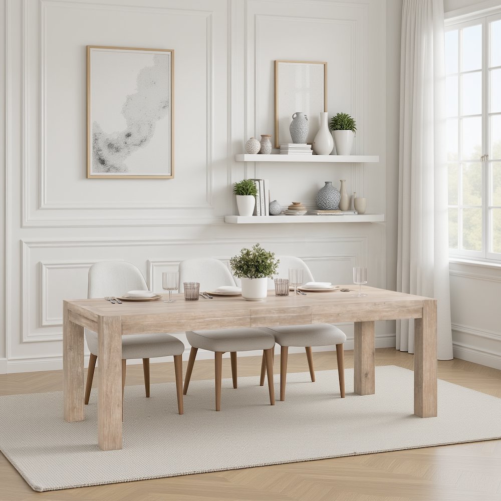 Gray Rectangular Kitchen Table – Extension Dining Table for up 8 People