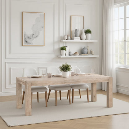 Gray Rectangular Kitchen Table – Extension Dining Table for up 8 People