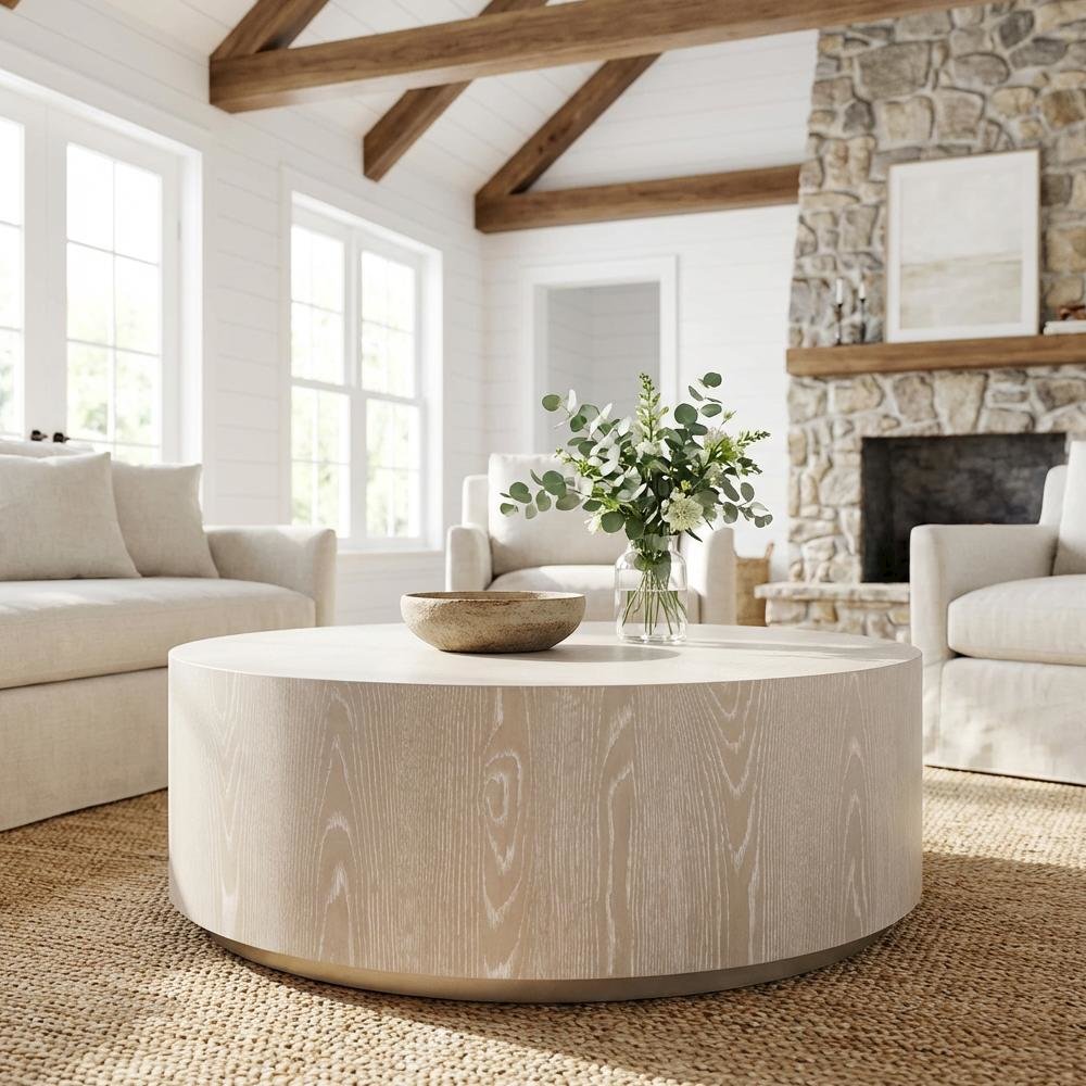 Brown Oak Veneer Metal Coffee Table with Contemporary Design and Durable Frame