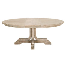 Gray Round Extension Dining Table 60 Inches, Acacia Wood, Solid Base