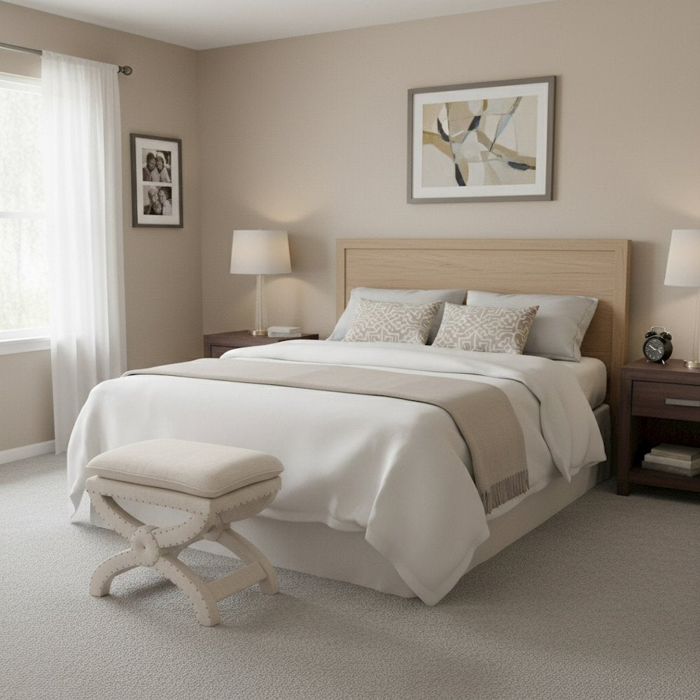 Ottoman Beige, Pillow-Top Seat, Curved X-Base