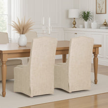 Beige Upholstered Dining Chair Set of 2 – Linen Dining Room Chairs, Armless