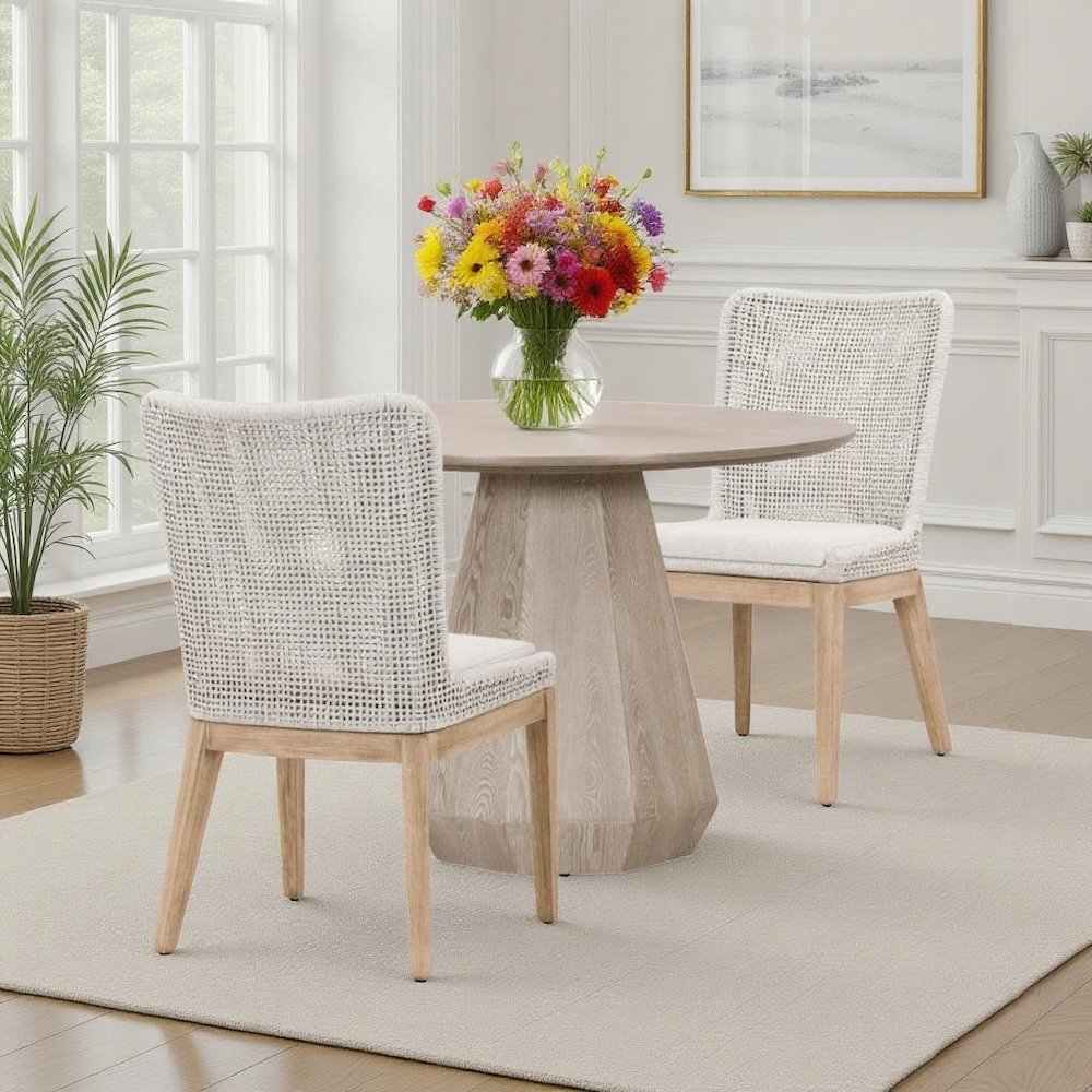 Gray Woven Chair Set – Accent Chairs Set of 2 for Living Room Seating
