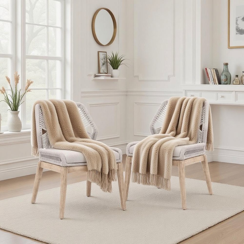 Gray Woven Chair Set – Accent Chairs Set of 2 for Lounge or Living Room