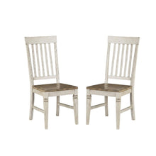 Smokey White & Peppercorn Side Chair with Slatback Design and Wooden Seat