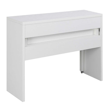 White Office Desk with Sliding Drawer, Riser, and Spacious Honeycomb Design