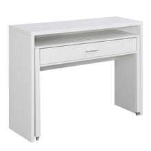White Office Desk with Sliding Drawer, Riser, and Spacious Honeycomb Design