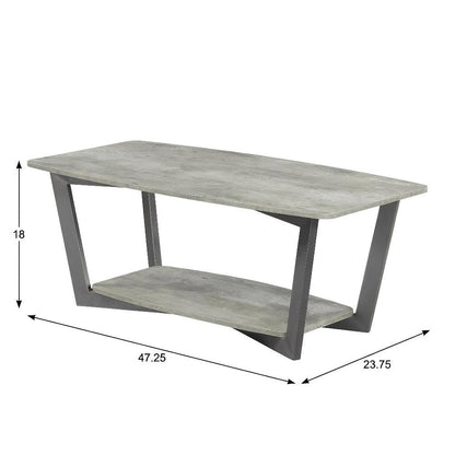Coffee Table Faux Birch Slate Gray Frame, Particle Board Surface, Sturdy Design