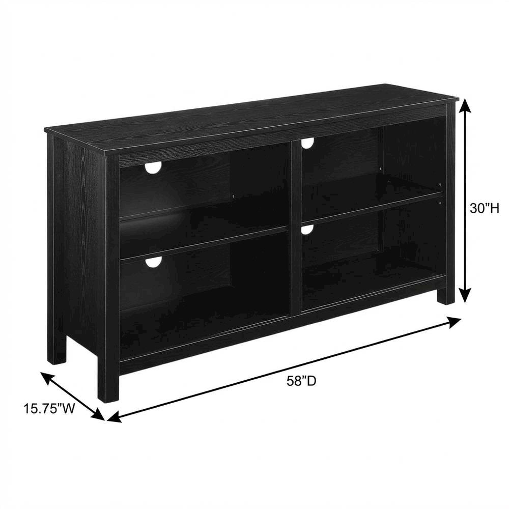 Black wood TV stand, adjustable shelves, 65-inch televisions, modern style