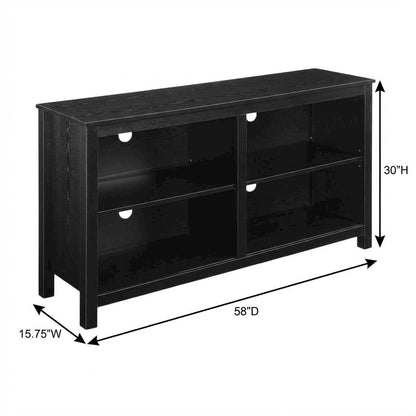 Black wood TV stand, adjustable shelves, 65-inch televisions, modern style