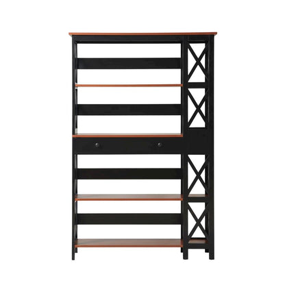 Wooden 5-Tier Bookcase - Storage Drawer, Durable Particle Board, Melamine Finish
