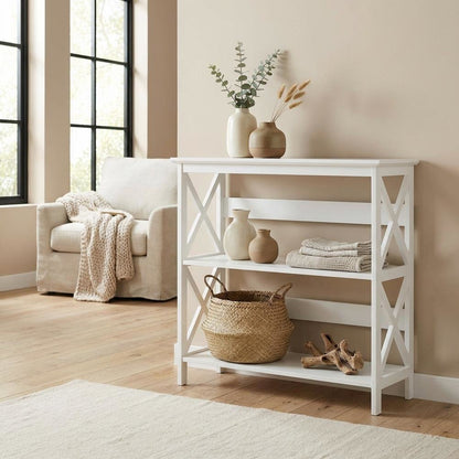 Wooden 3-Tier Bookcase with Non-Lead Base Paint for Home Storage