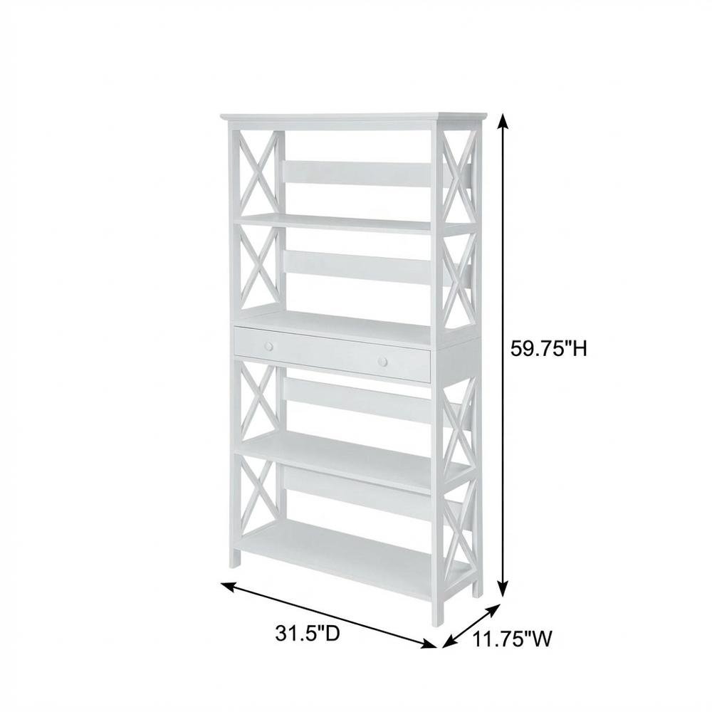 Wooden 5-Tier Bookcase with Drawer for Storage and Organization