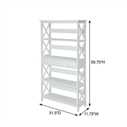 Wooden 5-Tier Bookcase with Drawer for Storage and Organization
