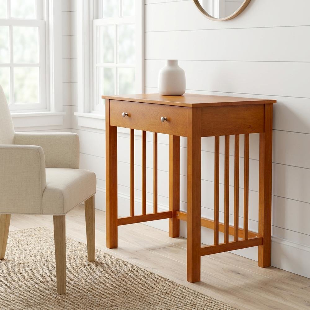 Wooden Office Desk With Keyboard Drawer And Transitional Style
