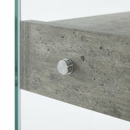 Glass Top Office Desk With 1 Drawer And Melamine Finish