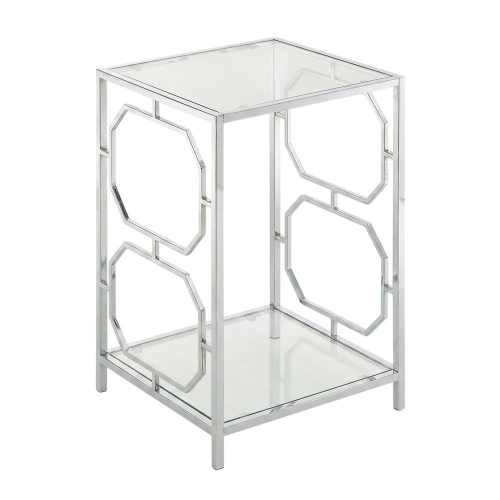 Modern Chrome End Table with Sleek Metal Frame and Minimalist Design