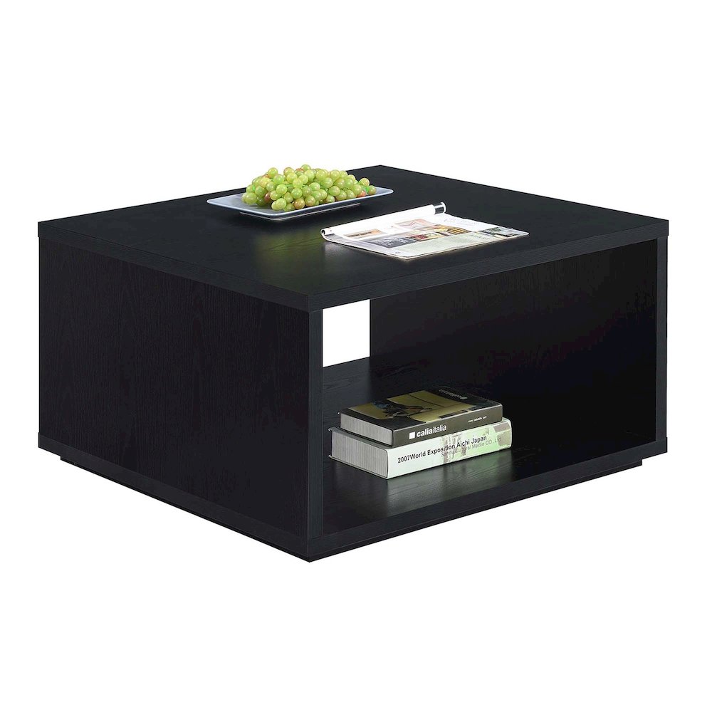 Black Square Coffee Table with Honeycomb Particle Board for Modern Living Rooms