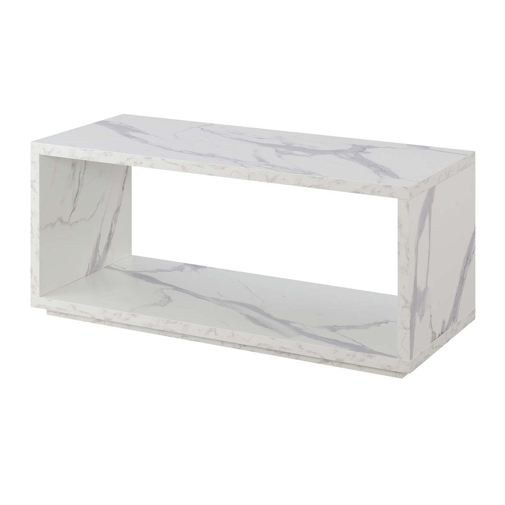 Northfield Admiral Coffee Table with Shelf, White Faux Marble
