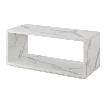 Northfield Admiral Coffee Table with Shelf, White Faux Marble