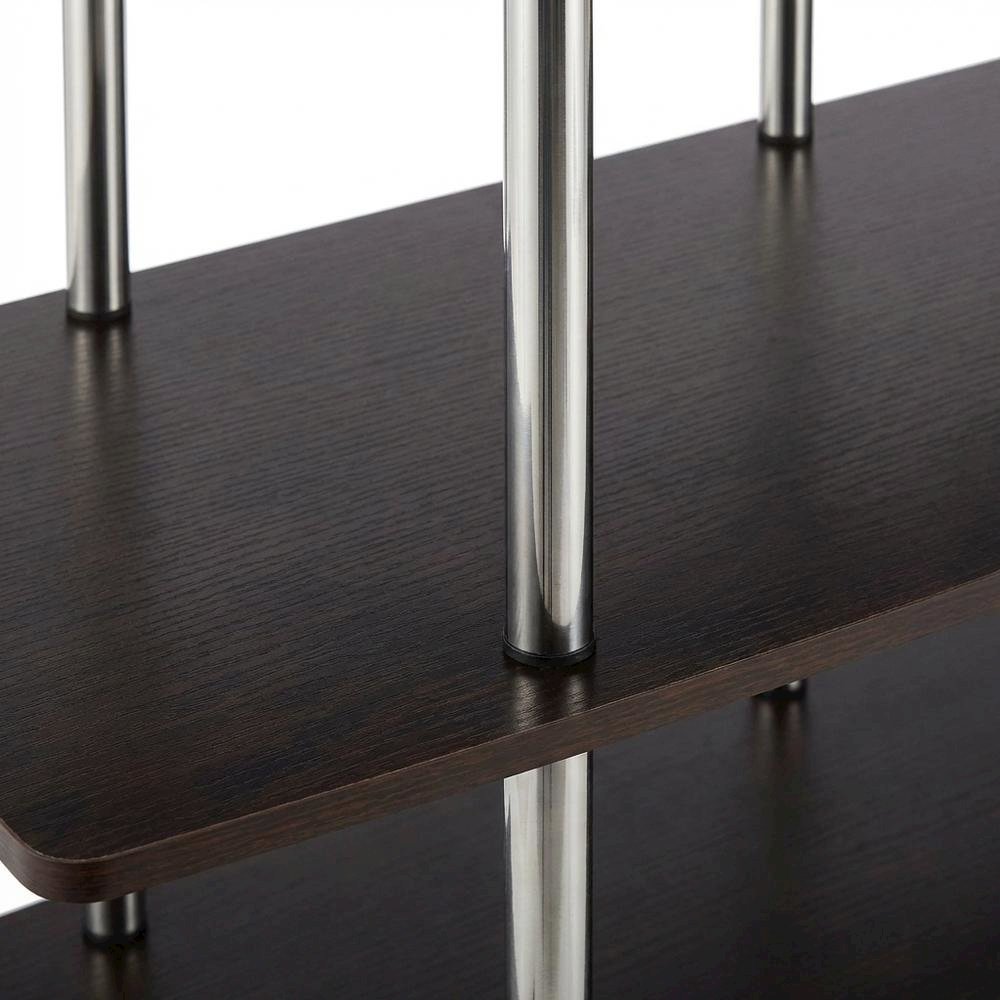 Espresso TV Stand for 55-Inch Screens with 4-Tier Highboy Design and Steel Poles